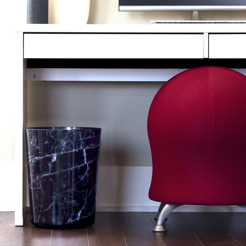 Office Trash Can 5 Gallon Marble Plastic Garbage Bin Modern Black Lightweight
