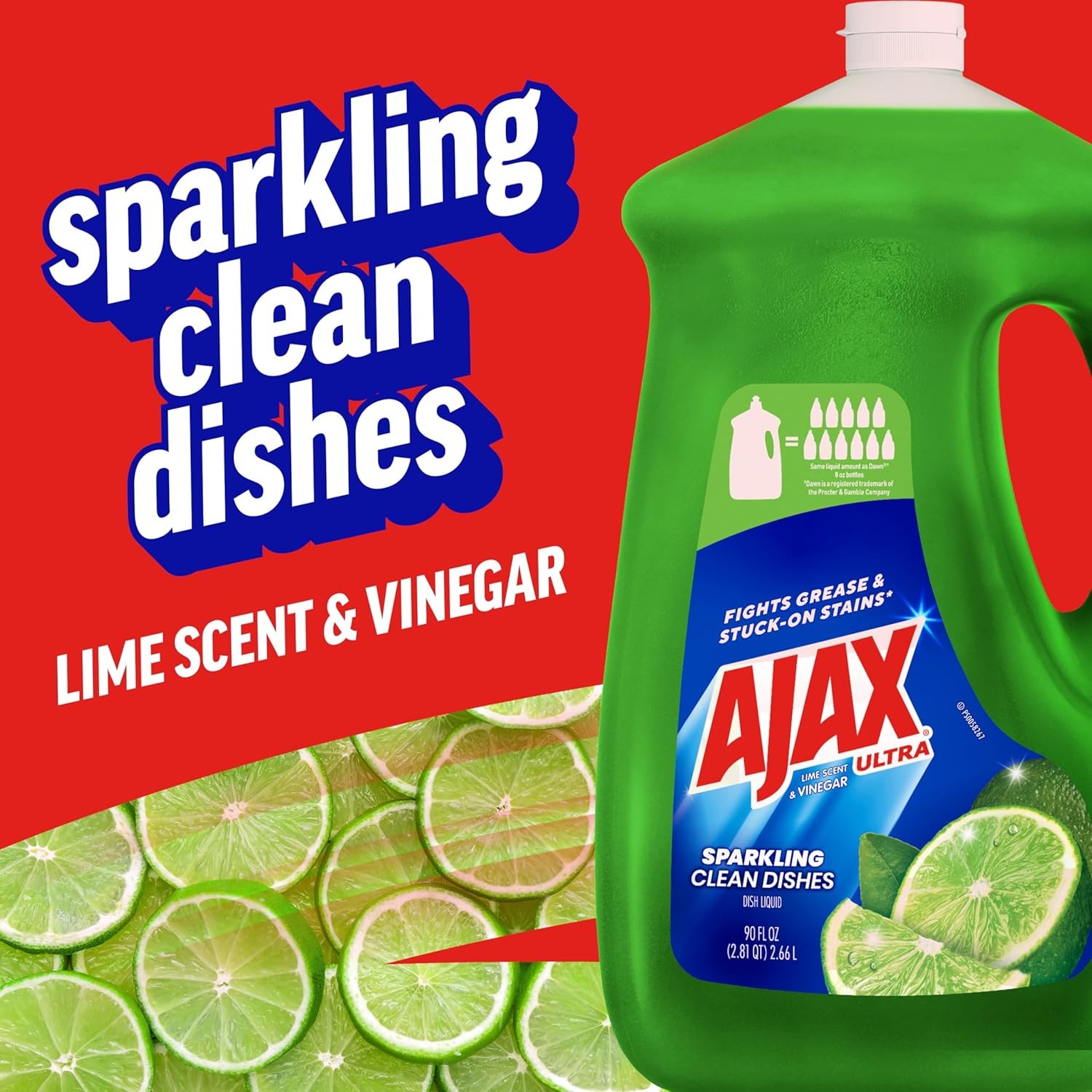 Ajax Ultra Dish Soap Vinegar & Lime Scent 90 fl oz Grease Cutting Formula
