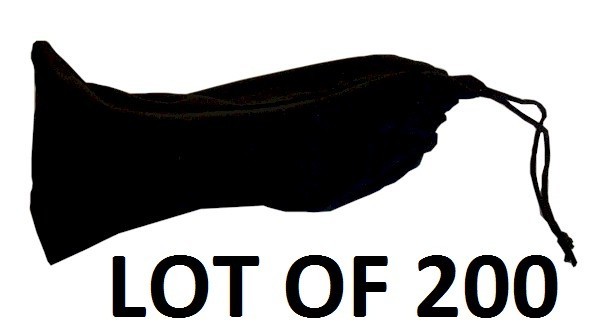 200 All Purpose Black Sleeves Soft Carrying Bag Pouch Black w/ string 3″ x 6.75″
