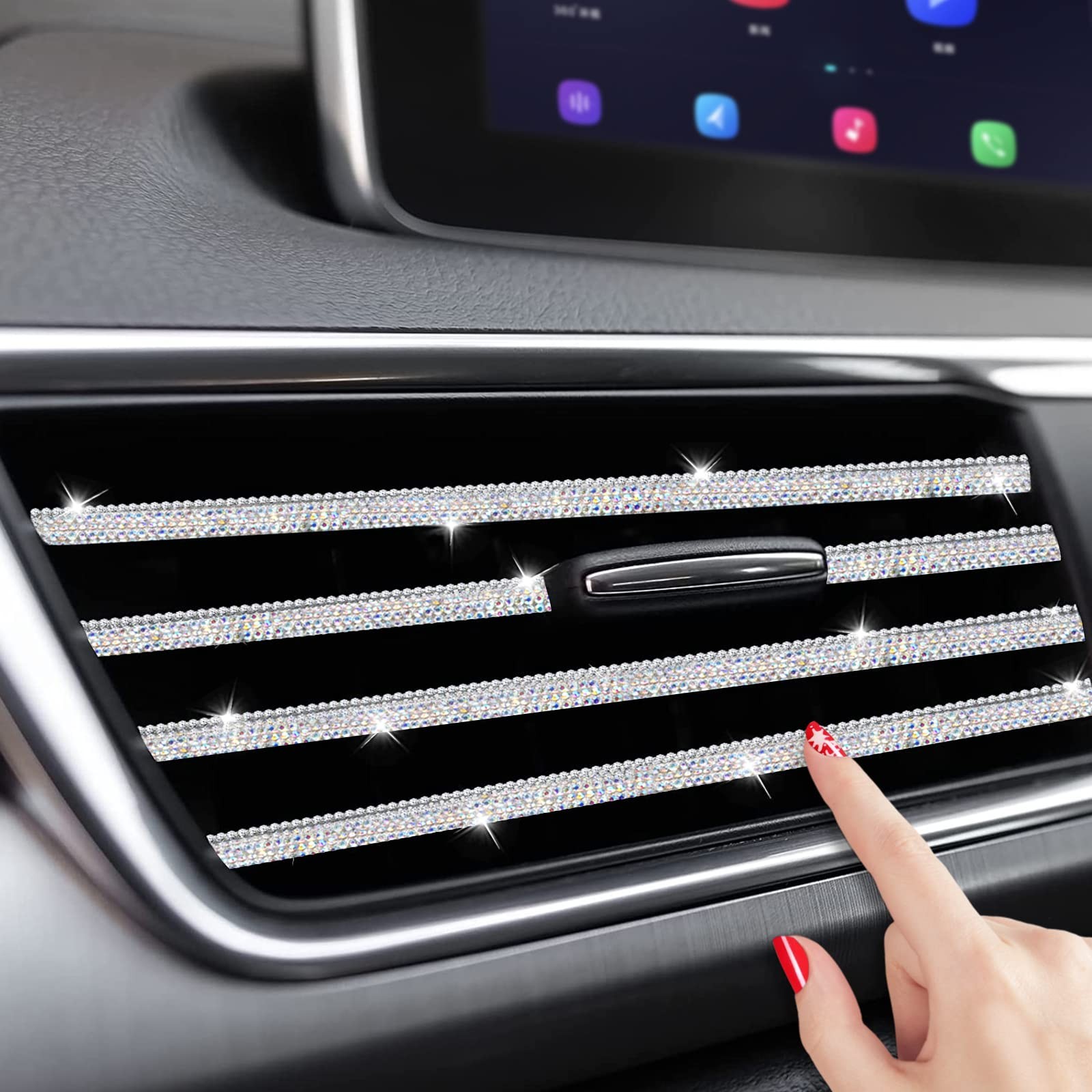 10pcs Bling Car Accessories for Women, Auto Vent Outlet Trim