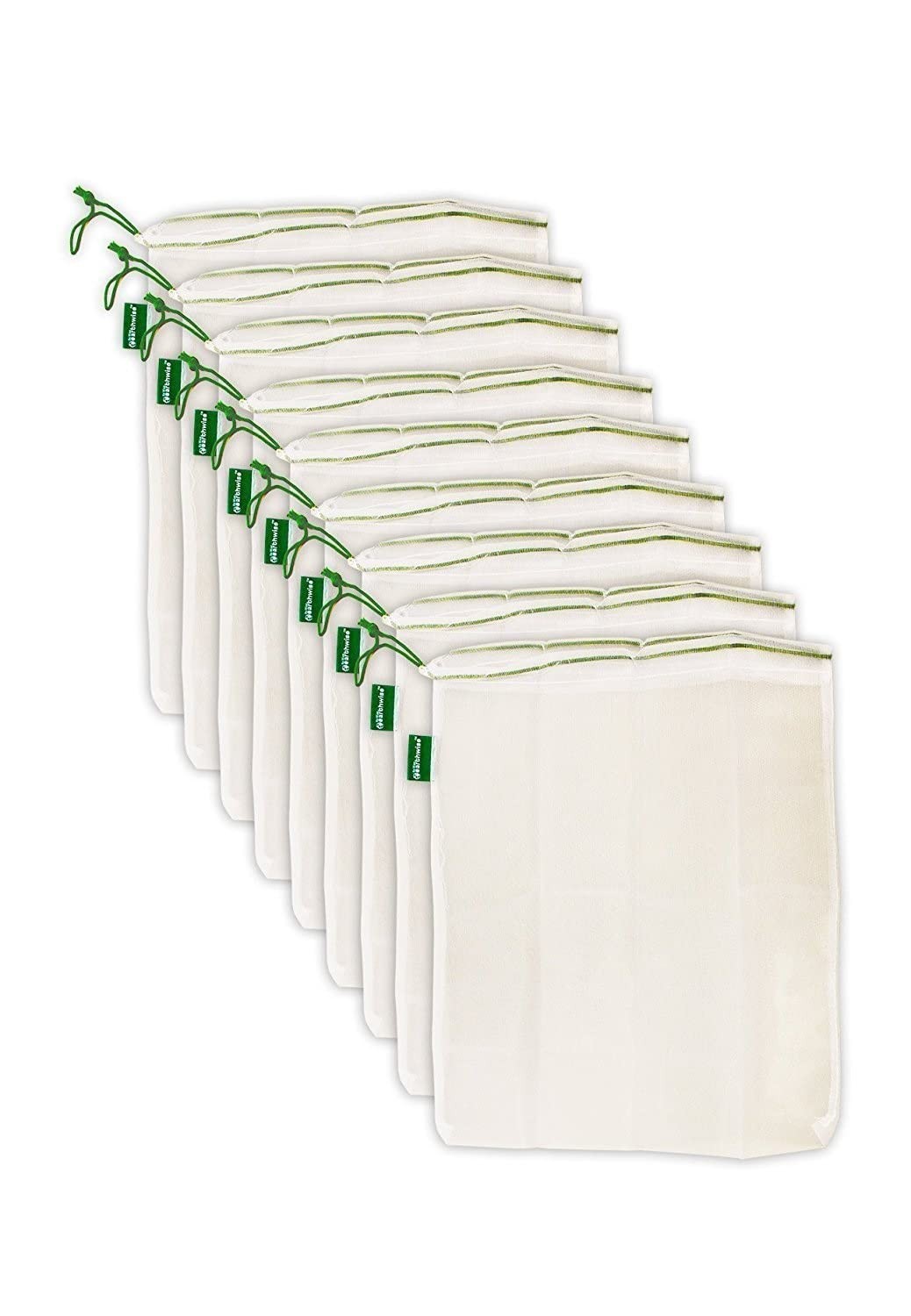 Earthwise Reusable Mesh Produce Bags – Washable Set of 9 Premium Small, White