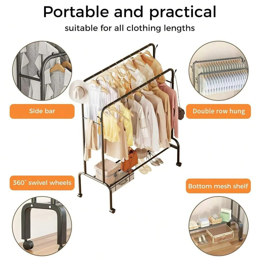 Adjustable Foldable Stainless Steel Clothes Rack Dual Rods