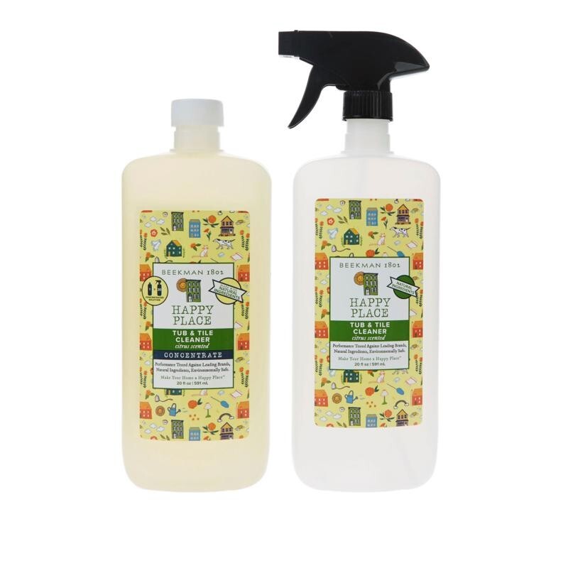 BEEKMAN 1802 TUB & TILE CLEANER CONCENTRATE -Citrus 20 oz and 20 oz Spray Bottle