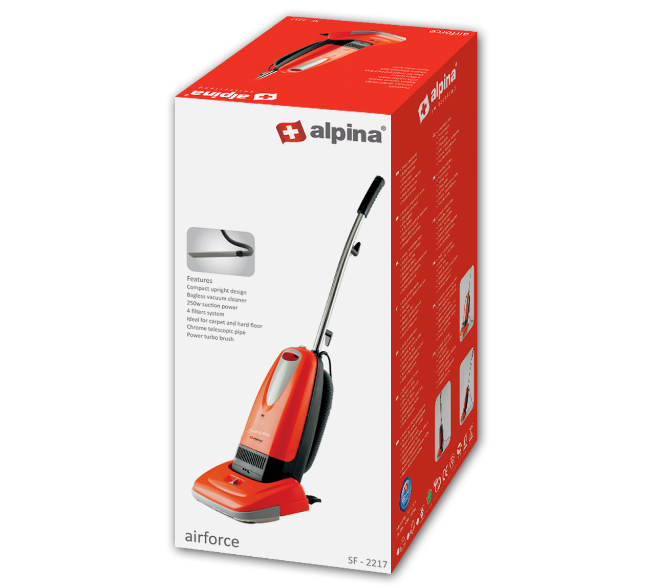 Alpina SF-2217 220 Volt Upright Vacuum Cleaner 220V 240V for Europe Asia Africa