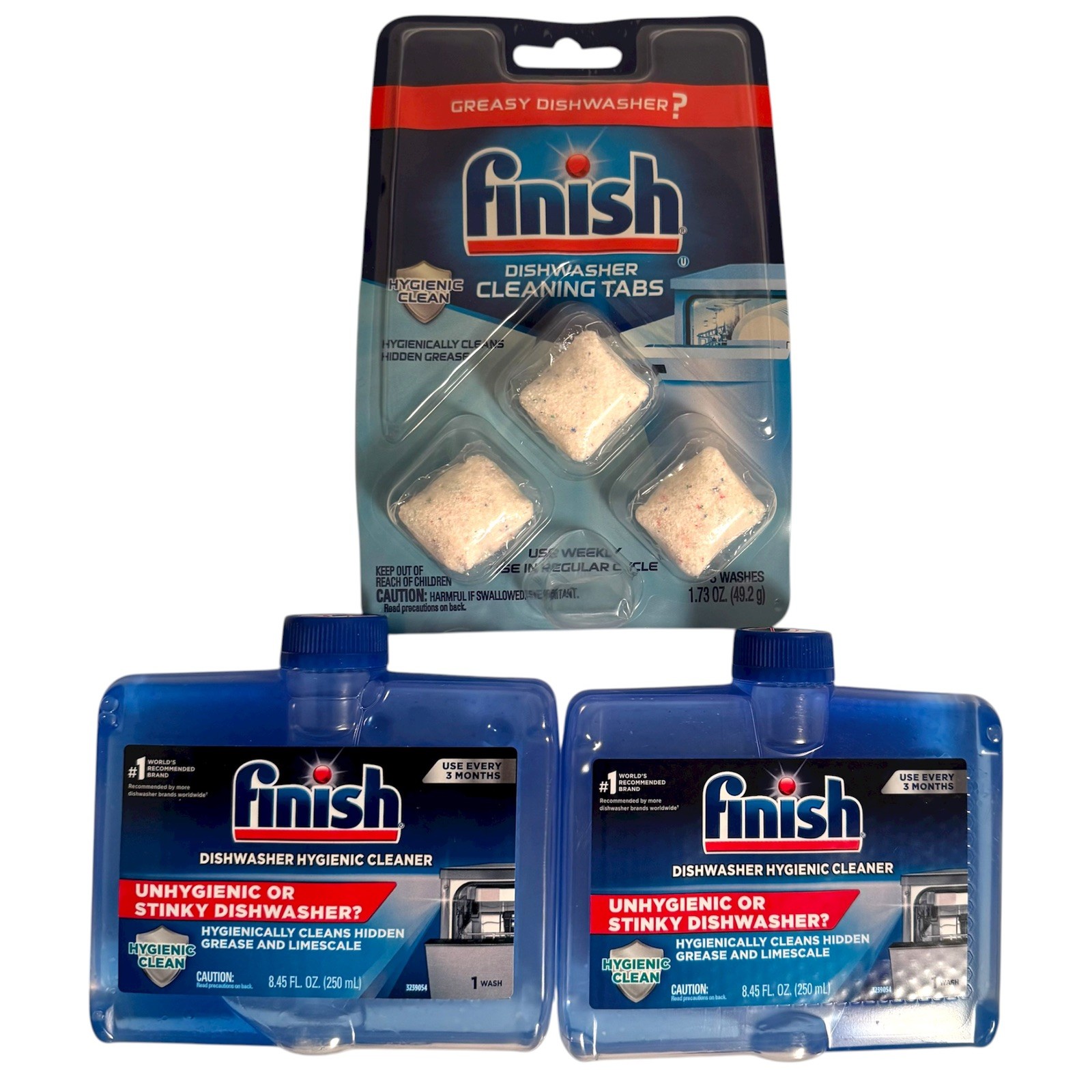 Finish Dishwasher Cleaner Bundle: Cleaning Tabs and Liquid Cleaner, 5 washes
