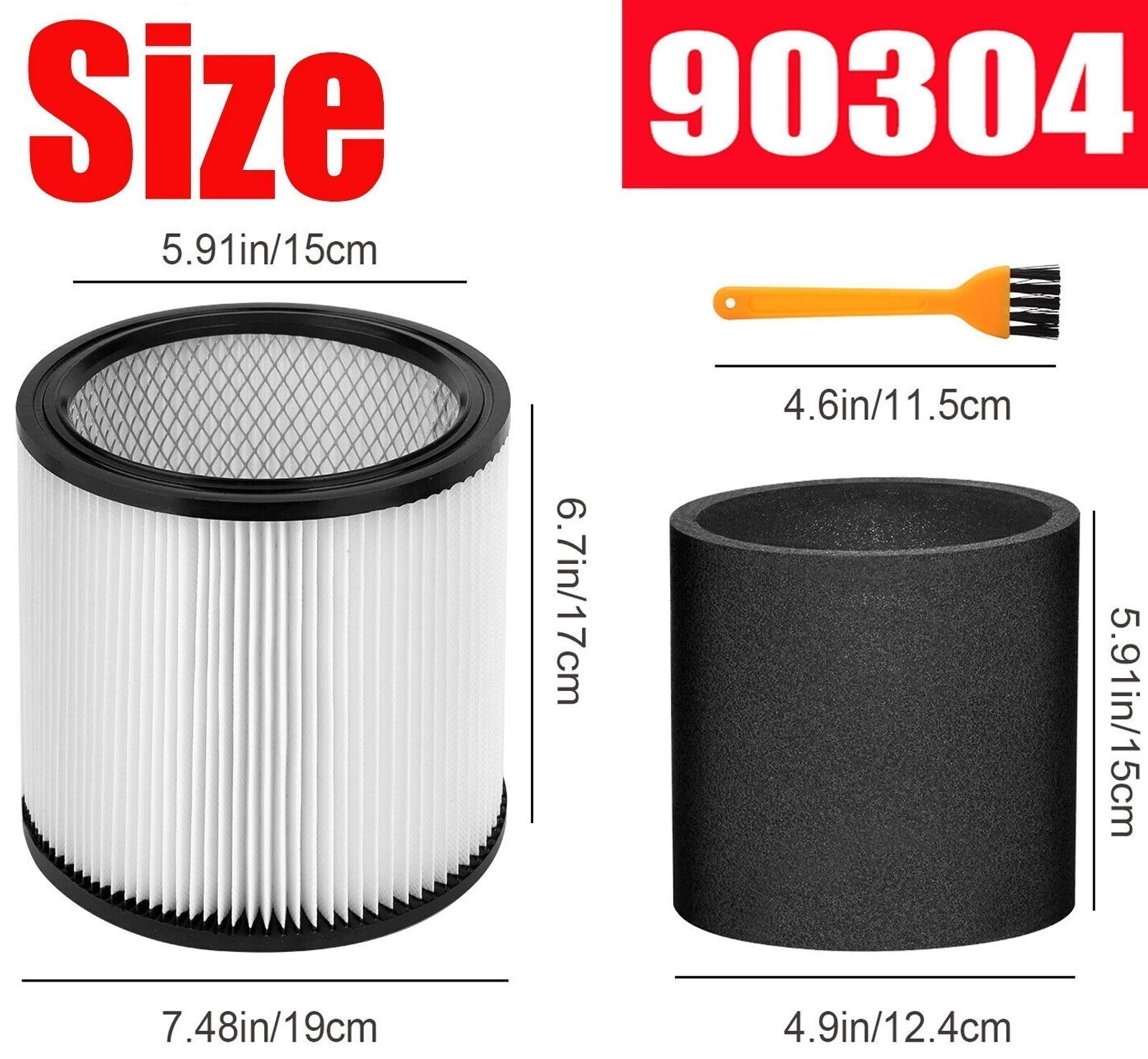Wet/Dry Cartridge Filter For Shop-Vac Vacuum Cleaner Accessories 90304 90585 Kit