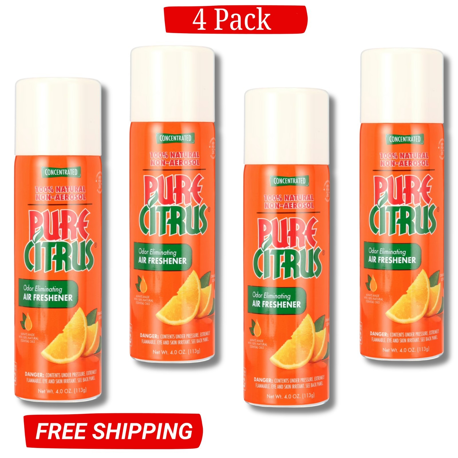 Pure Citrus Orange Air Freshener, 4oz (Pack of 4) Free Shipping Non-Aerosol