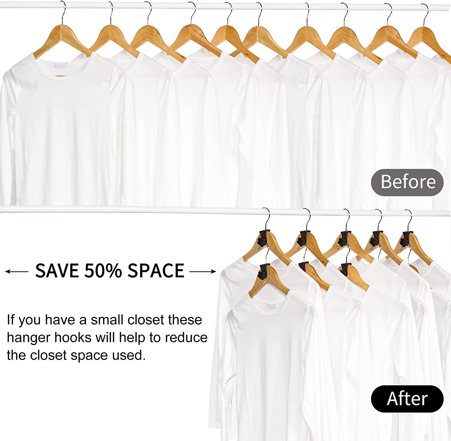40x Space Saving Hanger Hooks Clothes Hanger Connector Hook Organizer Closet US