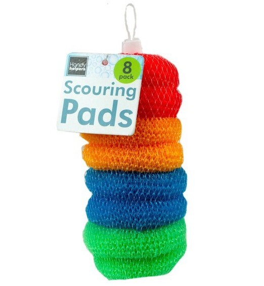 24 Pack Assorted Colors Round Nylon Dish Cleaning Scouring Pads, Mesh