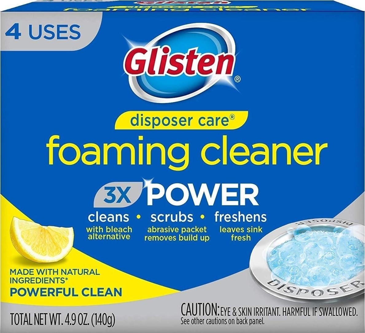 Natural Foaming Odor Eliminator for Disposals – Easy Pack of 4, Lemon Fresh