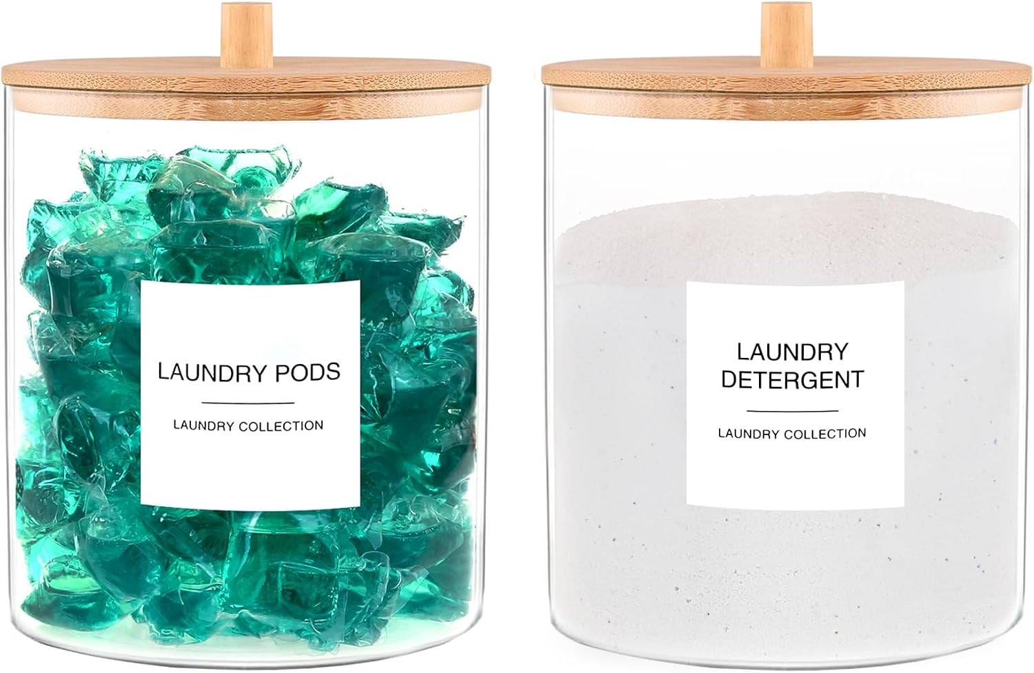 Glass Jars for Laundry Room Organization, Laundry Pods Container with 27 Labels,