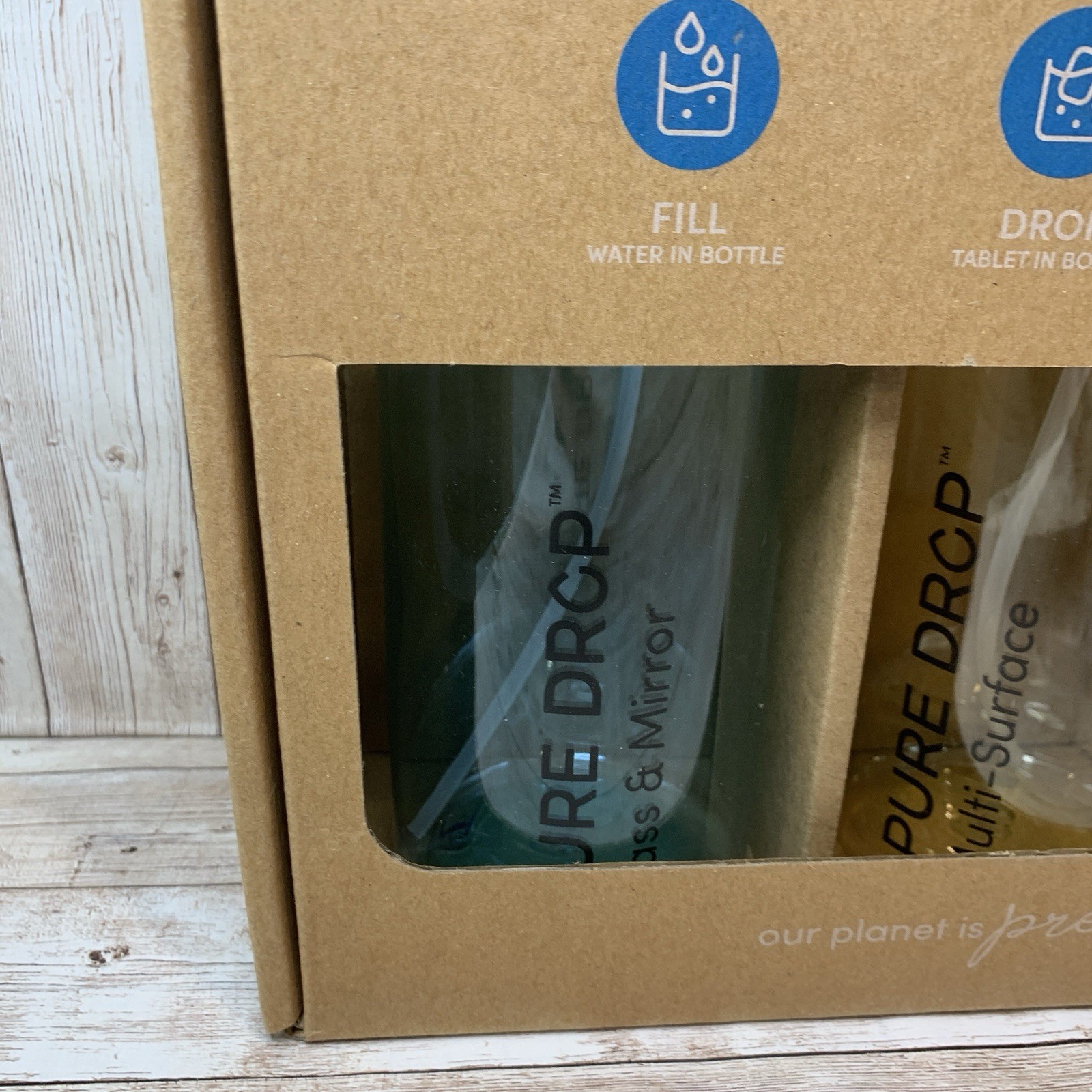 PURE DROP 3 Pack EcoFriendly 26oz Plastic Spray Bottles + 9 Cleaning Tablets NIP