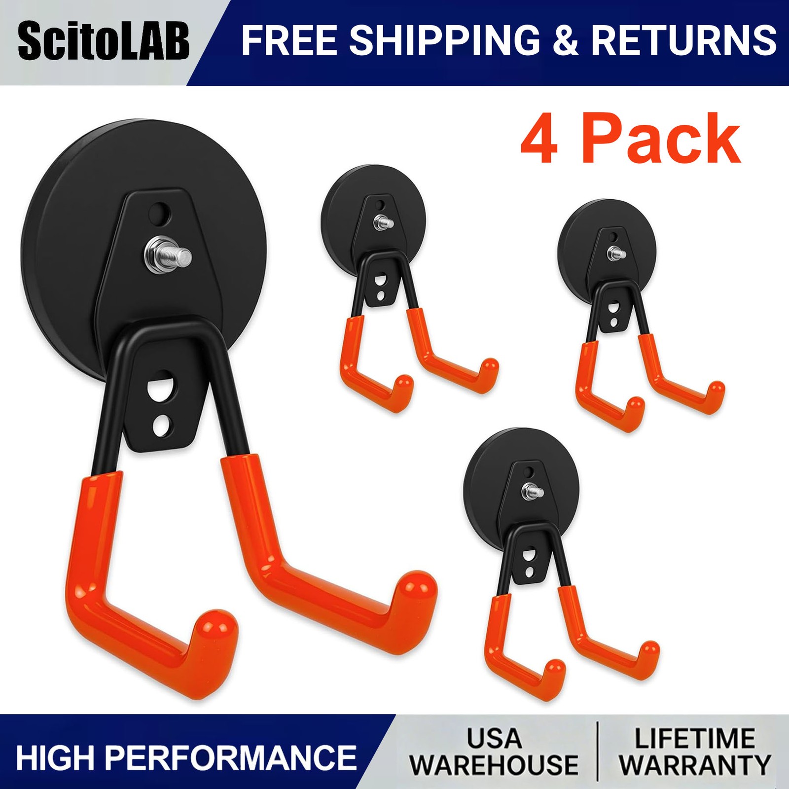 Strong Magnetic Hooks Heavy Duty 4 Pack Garage Rare Earth Magnets Utility