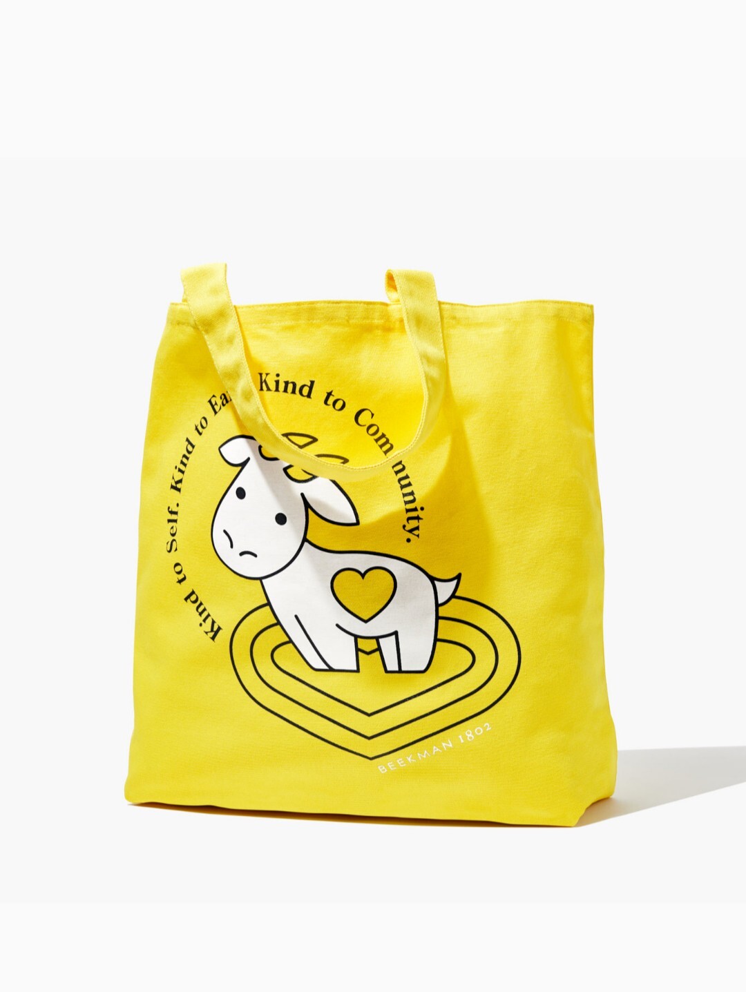 Beekman 1802 Canvas Lightweight 100% Cotton Goat Kindness Tote Bag Large Yellow