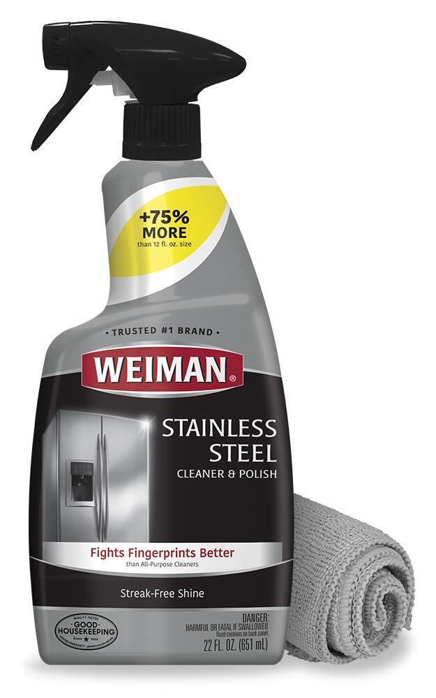 Weiman Stainless Steel Cleaner with Microfiber Cloth 24 Fl Oz Streak Free Shine