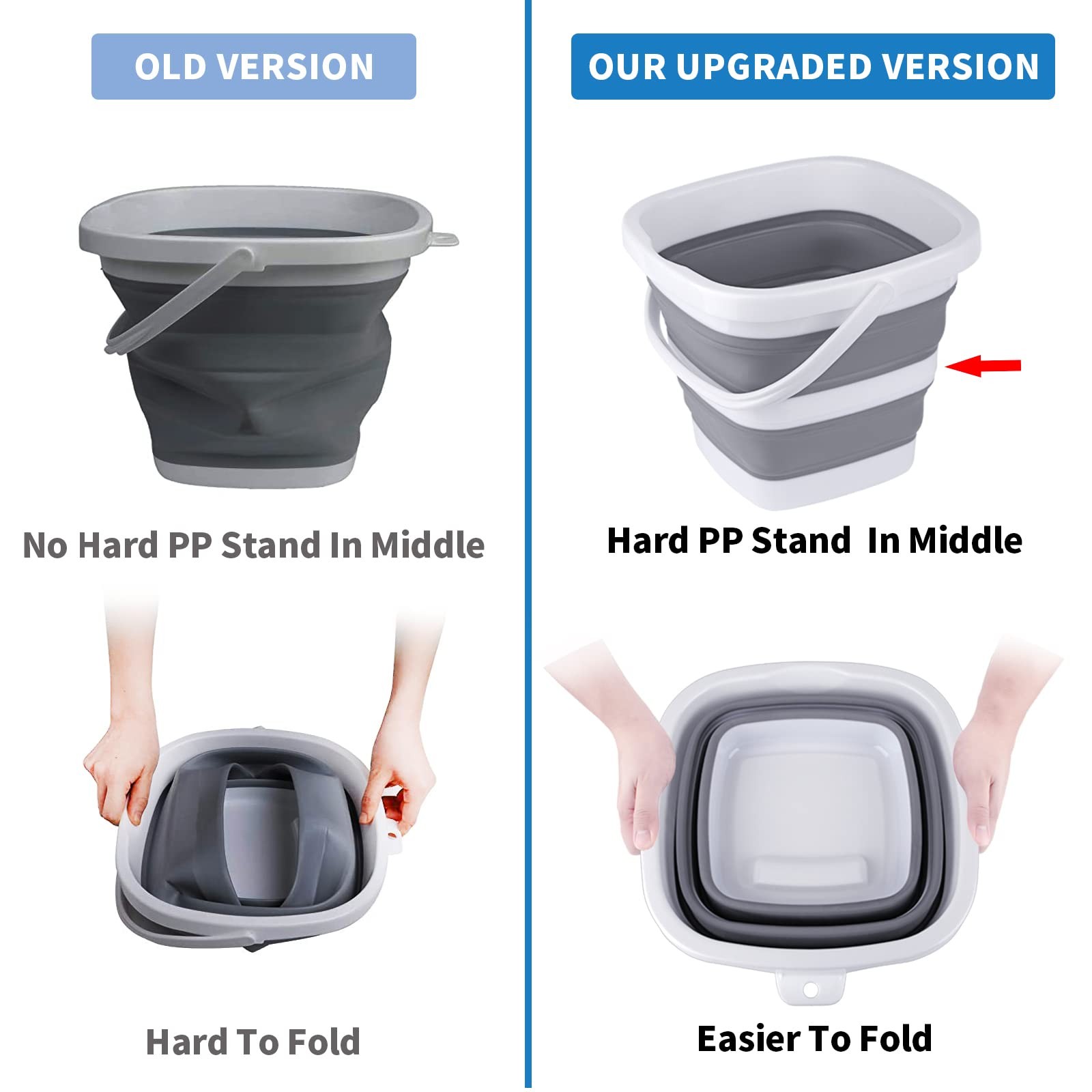 Collapsible Bucket, 5L 1.3Gallon Small Cleaning Mop Buckets for Household Out…