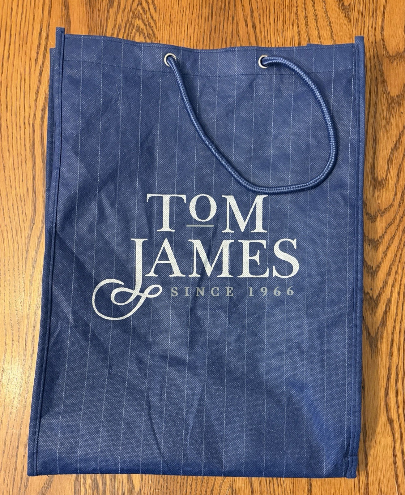 TOM JAMES MENS BLUE CLOTH SHOPPING TOTE GIFT BAG SINCE 1966