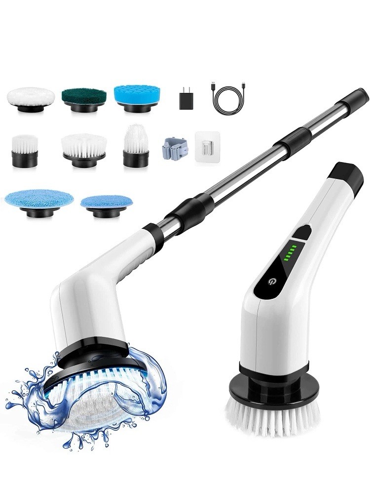Electric Spin Scrubber, Cordless Cleaning Brush Scrubber for Home, 8 Replaceable