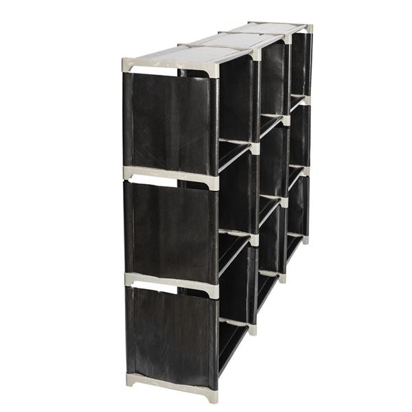 9-Cube Storage Shelf Black Fabric Organizer Unit 3-Tier Assembled Rack