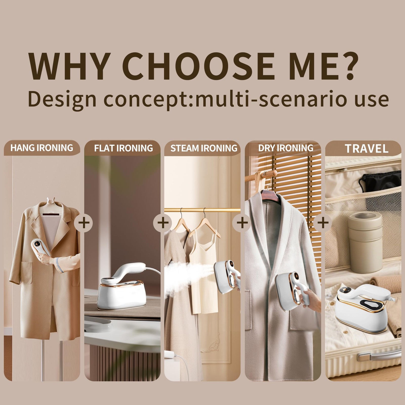 MiTdir Portable Clothes Steamer 175x80mm Ceramic Glaze Panel Iron LCD 220ml W…
