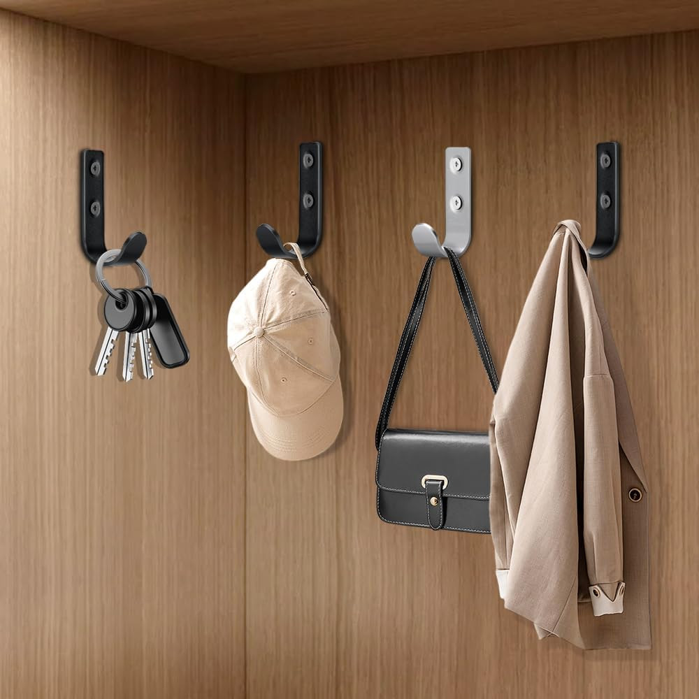 25 Pack U Shaped Wall Hooks for Hanging Coats Bags and Keys, Single Robe & Towel