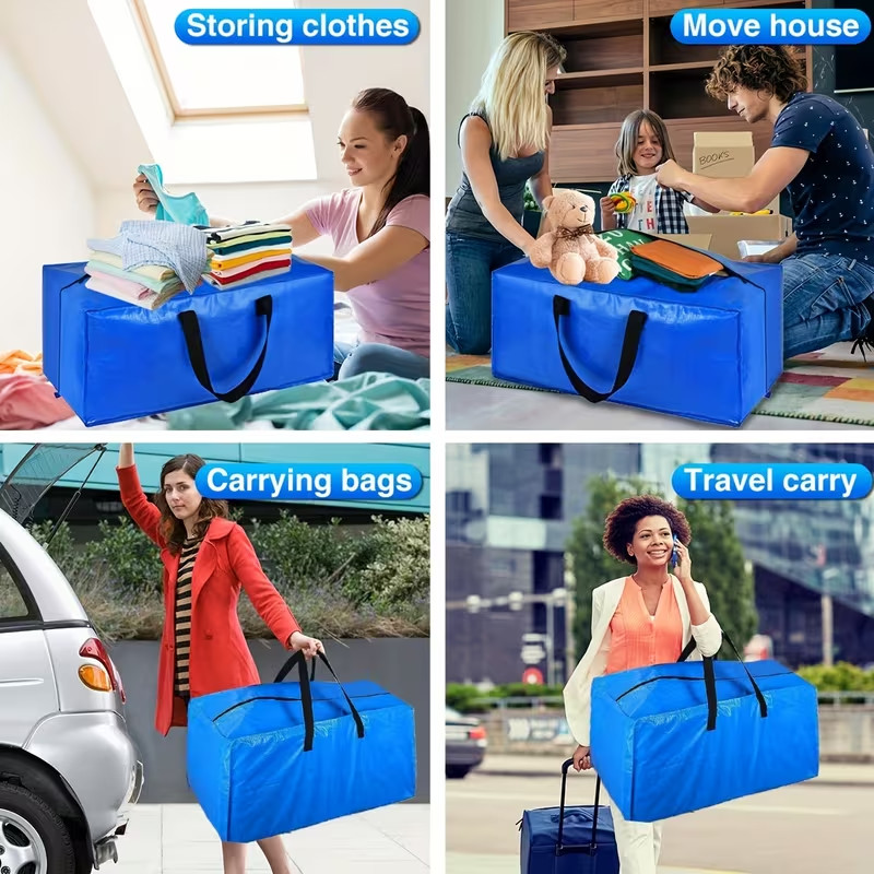 Heavy Duty Extra Large Moving Bags Storage Tote Strong Handles& Backpack 2 Pack
