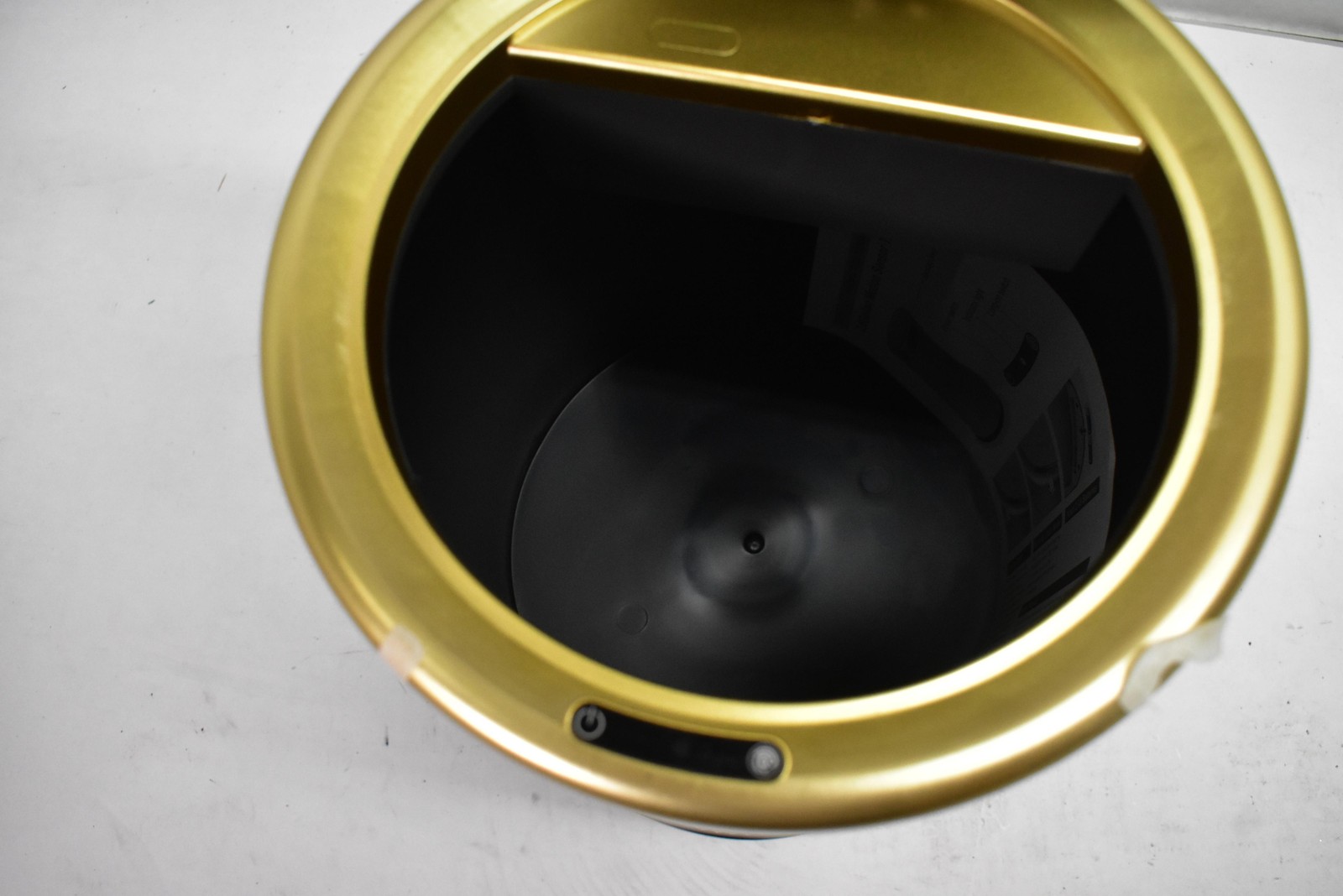 FEIDASH Automatic Sensor Trash Can Touchless 23.5×27.5cm Black Gold Smart TG6120