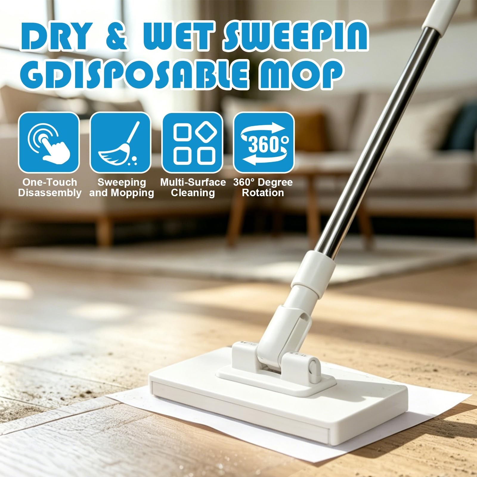 Snap Grip Mini Mop: 2026 Upgraded Disposable Dust Zero Touch No Wash Lazy Mop…