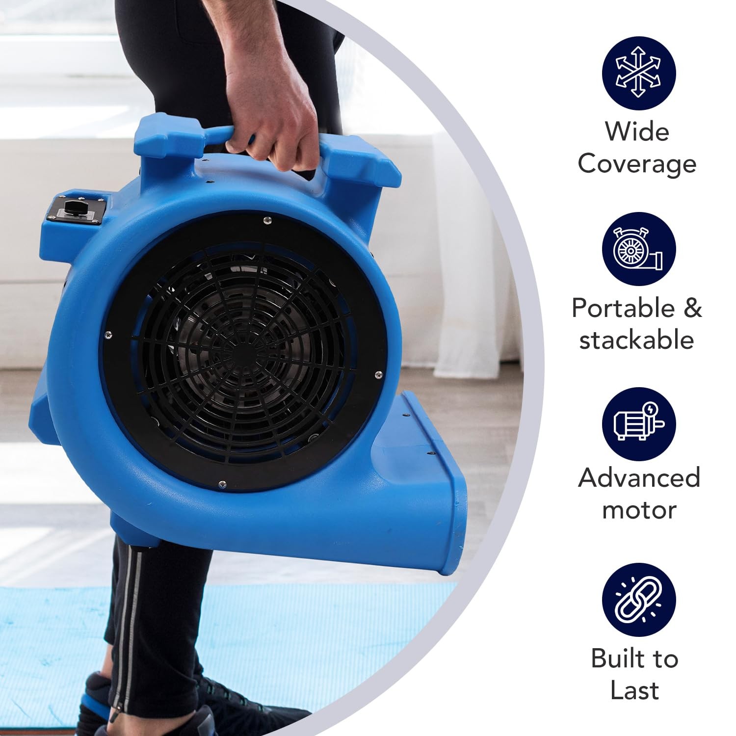 MOUNTO 3-Speed Air Mover 1HP 4000+ CFM Monster Floor Blower Carpet Dryers