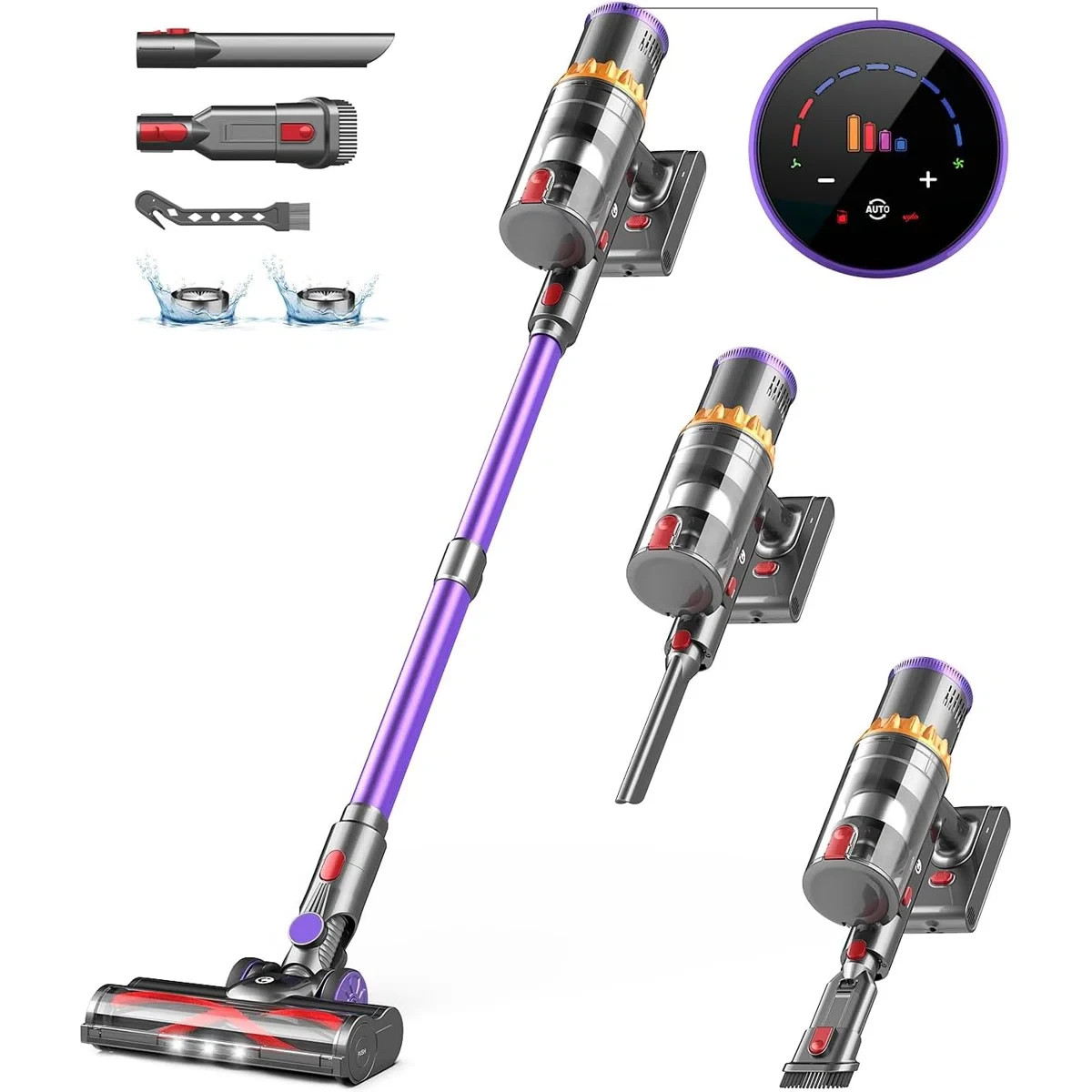 V18-Cordless Stick Vacuum – 45Kpa Suction, Smart Auto Mode, 65 Min Runtime –