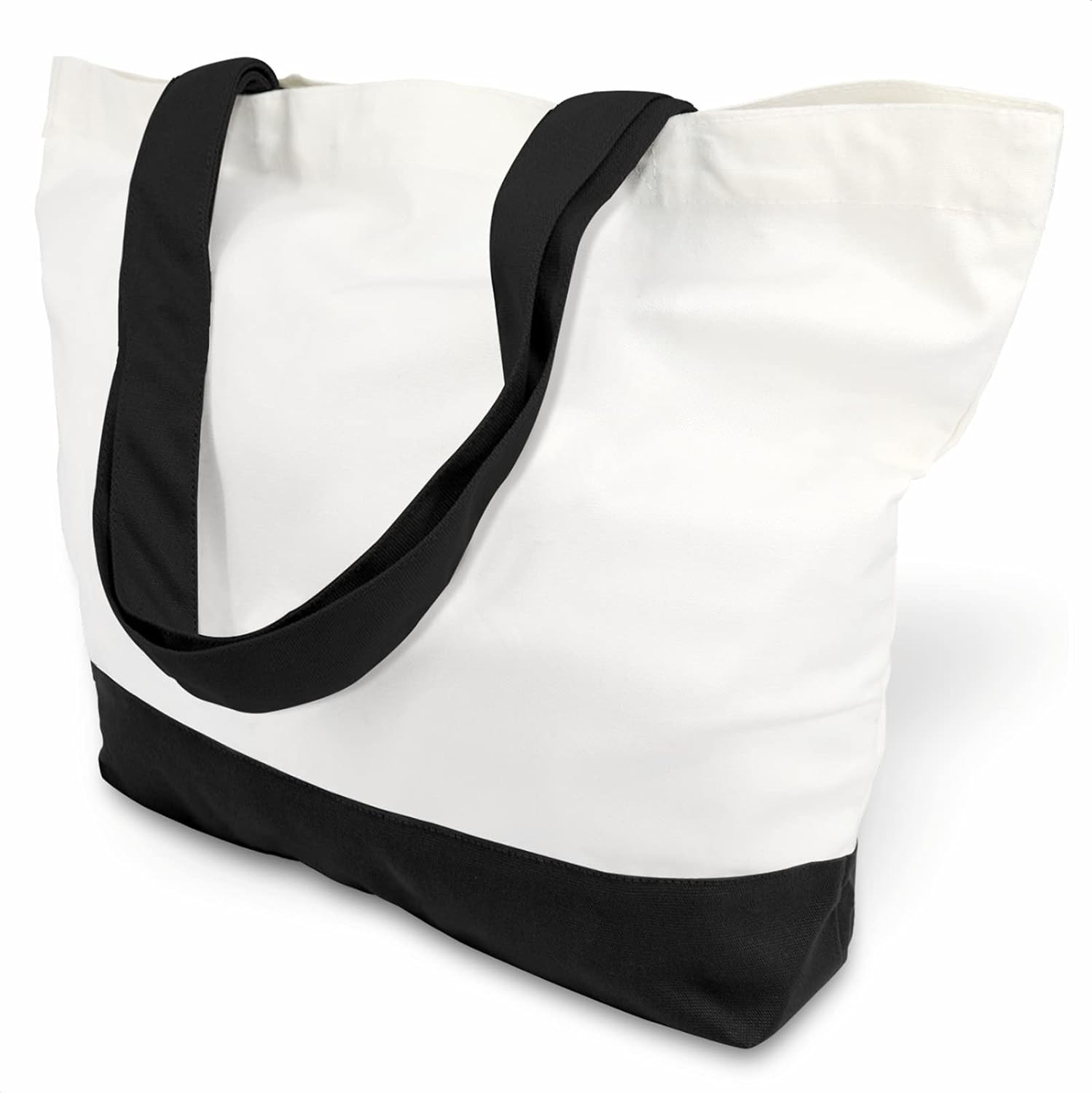 3-Pack Super Strong Large 12oz Cotton Canvas Tote Bags, Reusable Grocery Shop…
