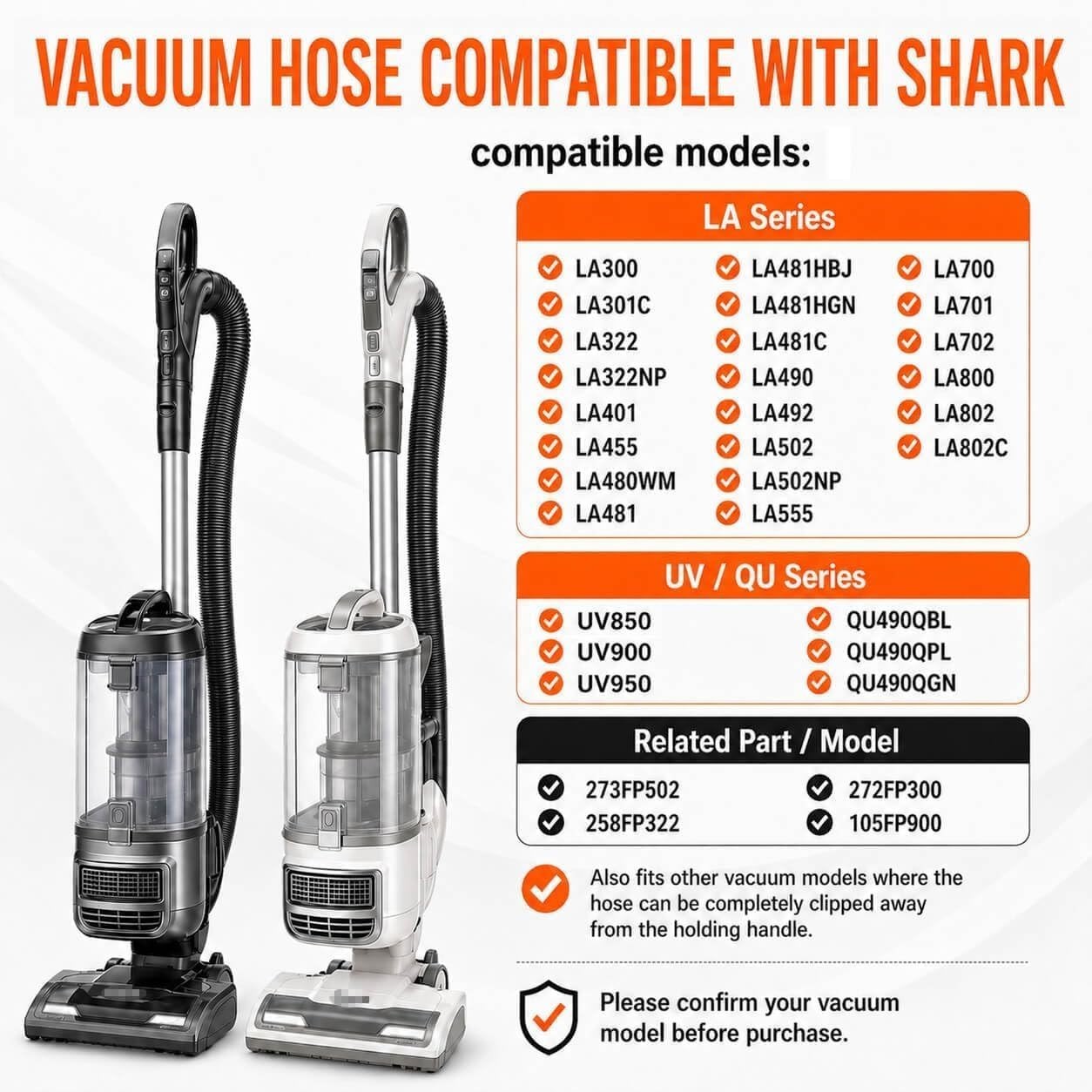 Replacement Hose Handle for Shark Vacuums – Only For Models LA502 LA322 (LA300 W