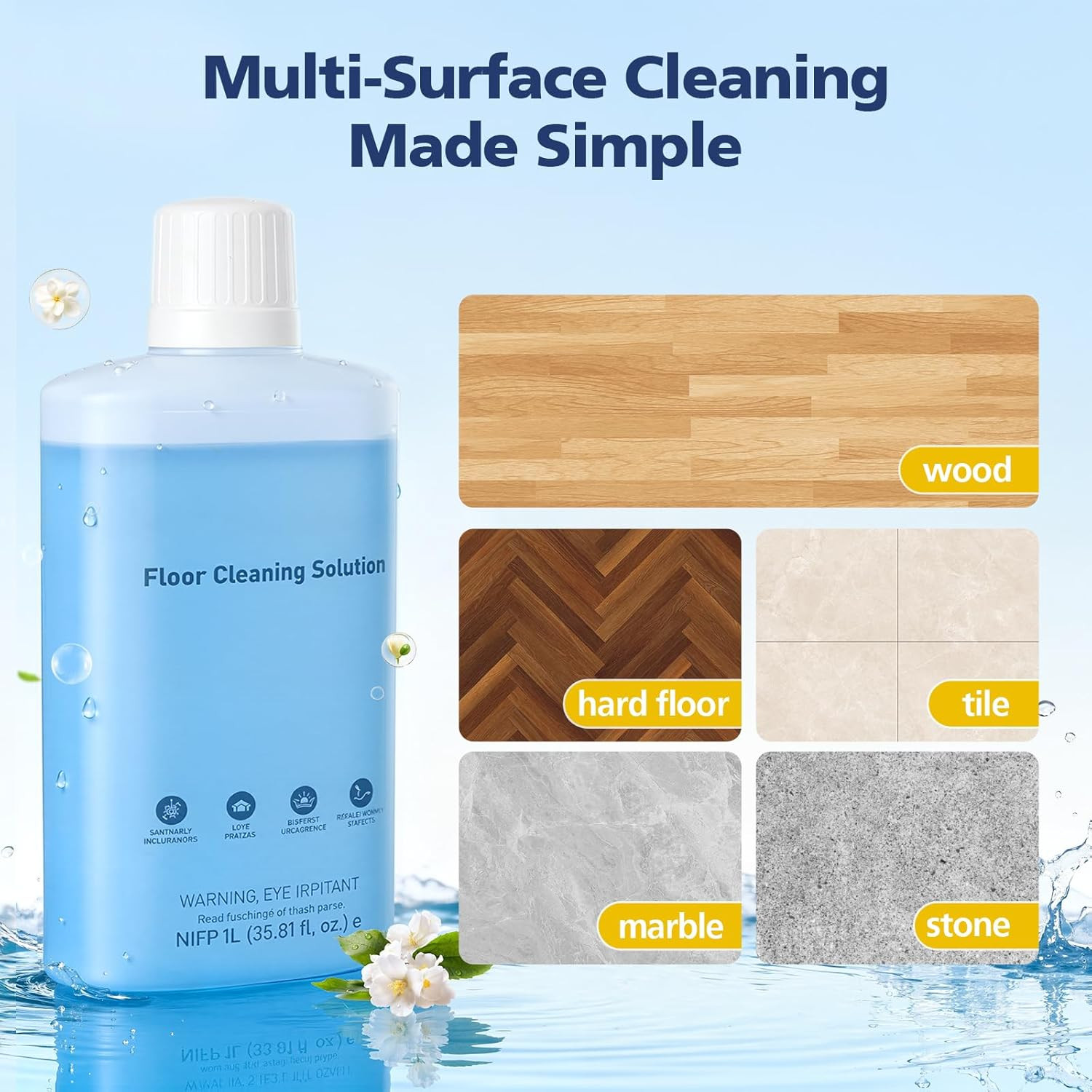 Floor Cleaning Solution Compatible with Roborock Robot Vacuums with Mopping and