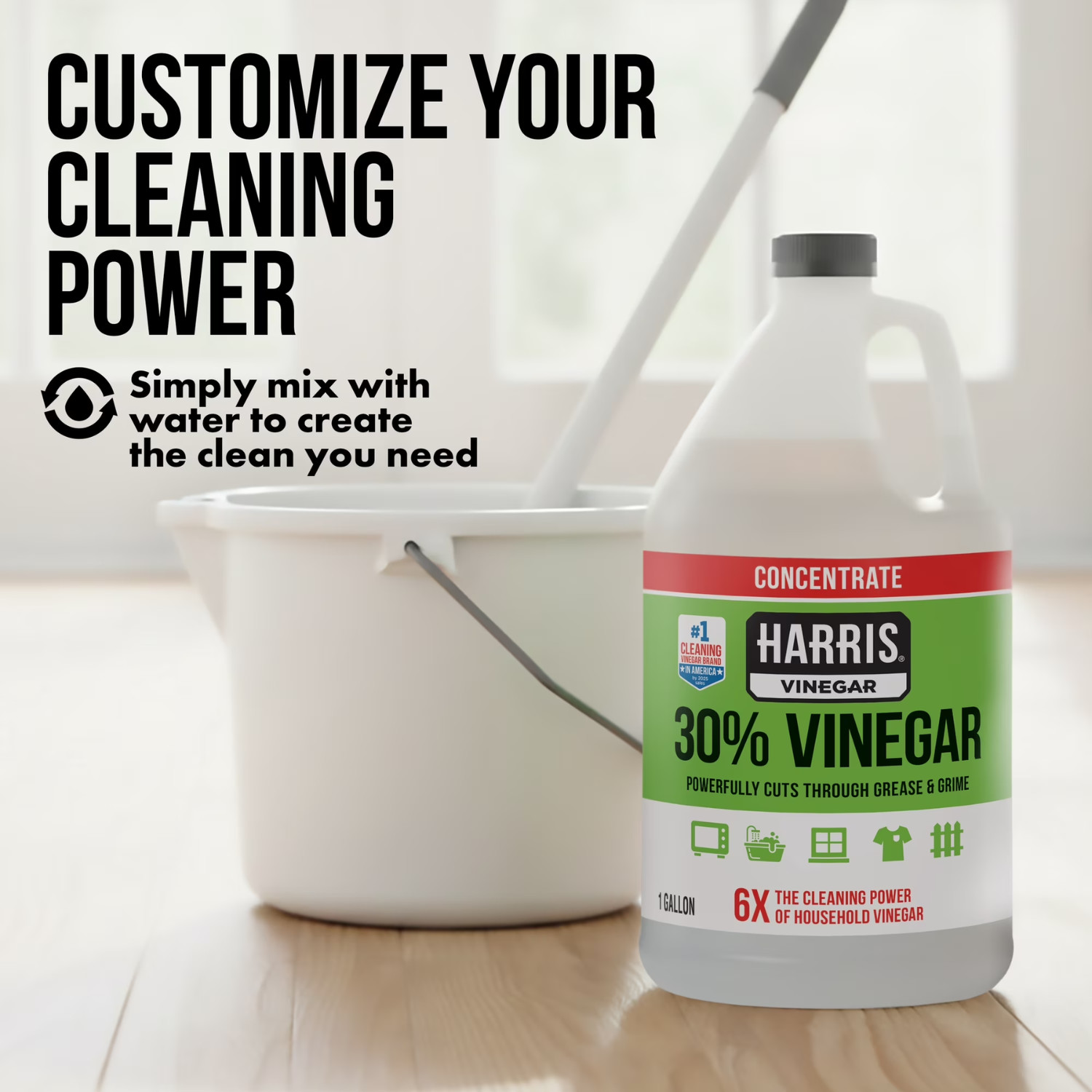 (2 Pack) Harris Vinegar Concentrate Cleaner 30 Percent All Purpose 1 Gallon