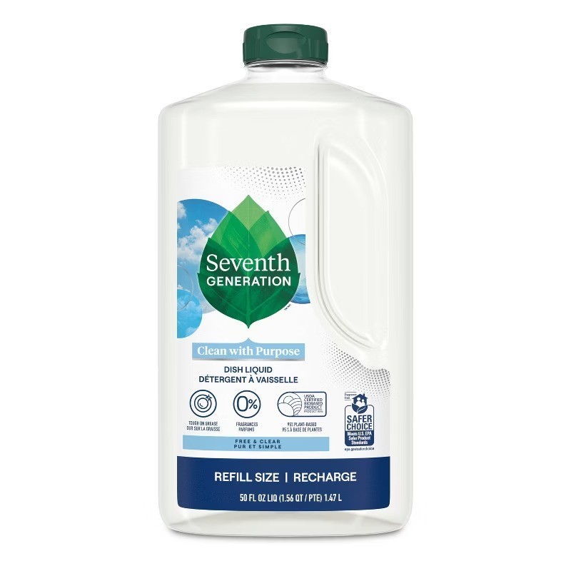 Seventh Generation Free & Clear Dish Soap 50 fl oz Hypoallergenic Phosphate-Free