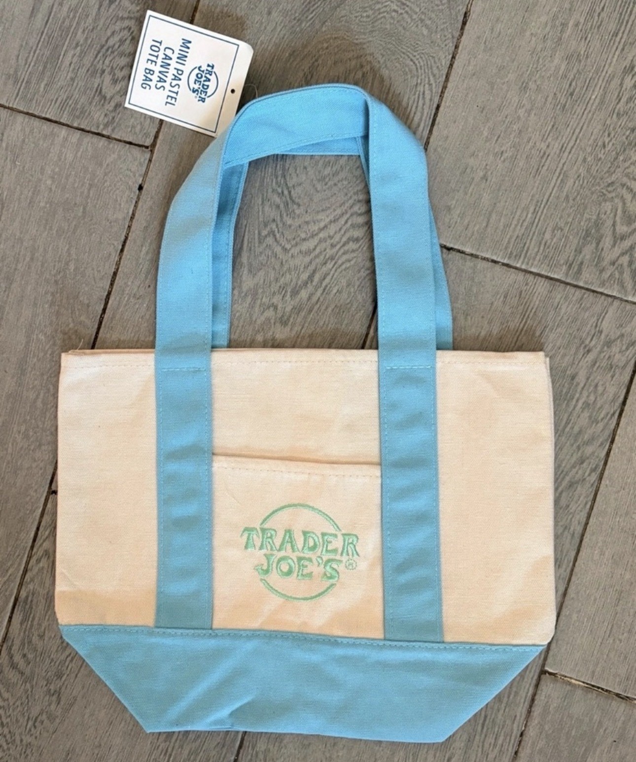 Trader Joe’s Mini Canvas Tote Bag Set of 3 NWT Pastel Pink Icy Blue Mint Green
