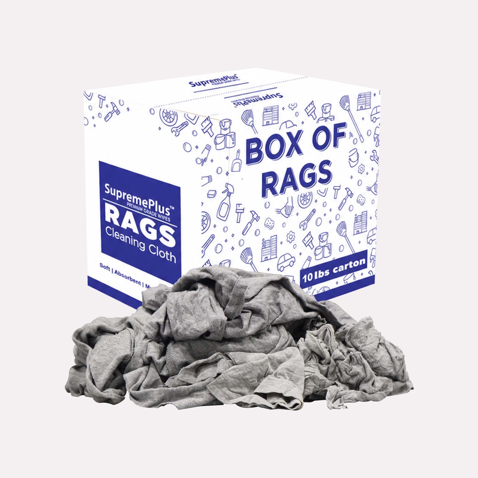 Gray T-Shirt Knit Rags – 10 lbs. Box Multipurpose Cleaning & wiping Cloth