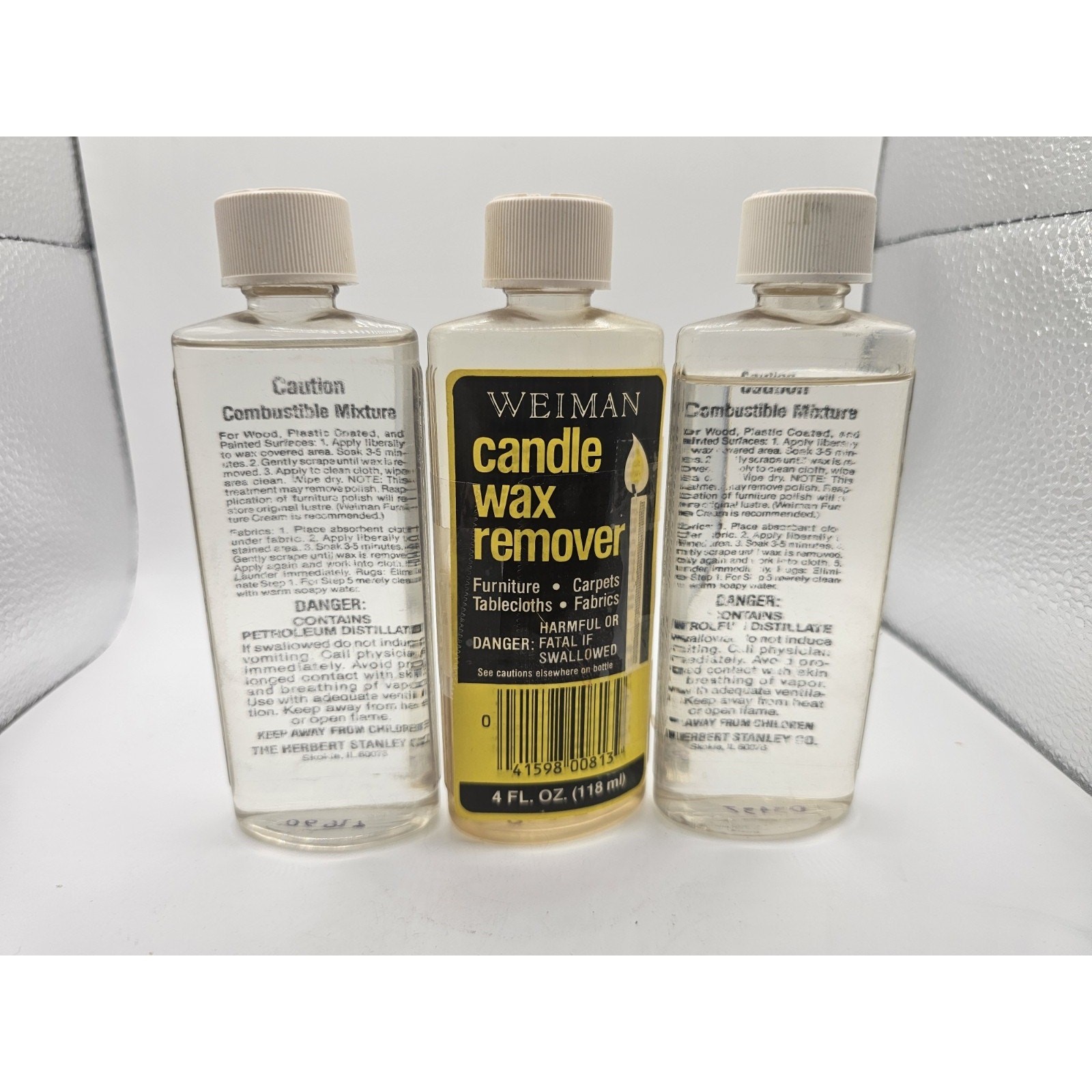 USED 3 Bottles Discountinued Vintage Weiman Candle Wax Remover 4 fl oz RARE