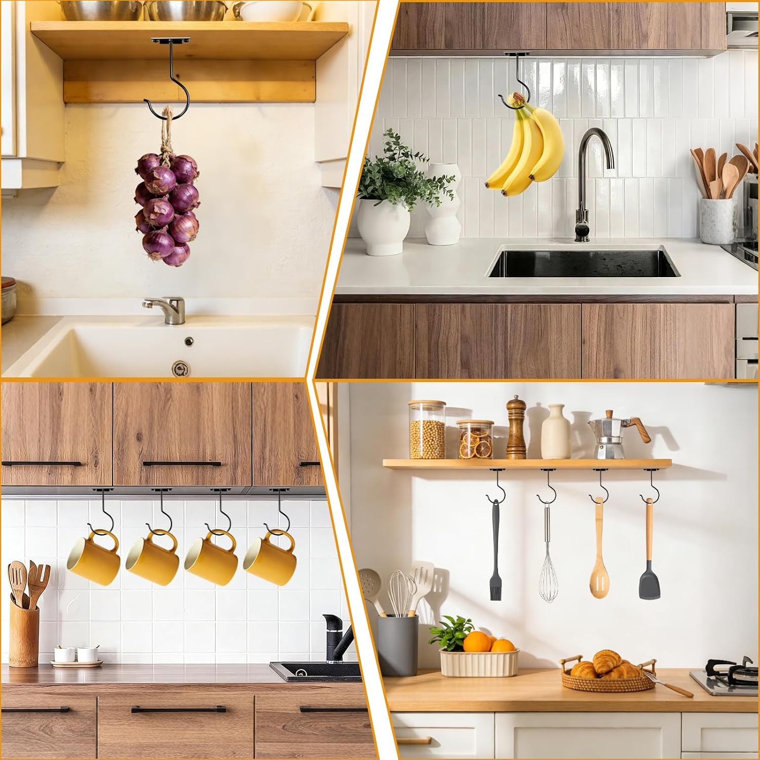 Self Adhesive Banana Hook under Cabinet, Foldable Magnetic Banana Hanger, 5.5 In