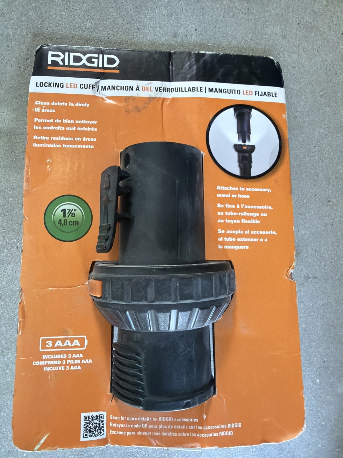 Ridgid 1-7/8 in. VT1736 LED Lighted Passthrough Accessory Shop Vacuum Attachment