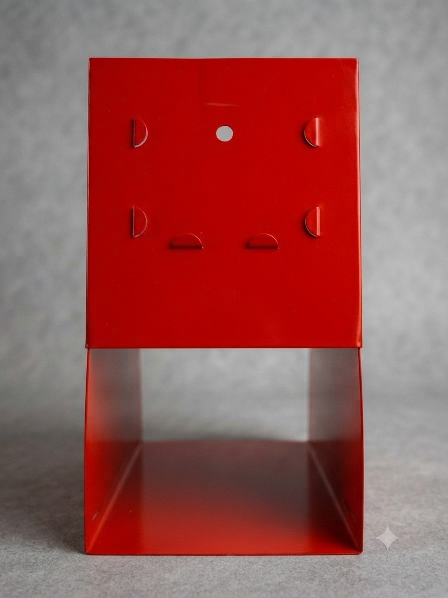 Vintage Red Steel Magazine Holder Organizer Storage Library Books Retro