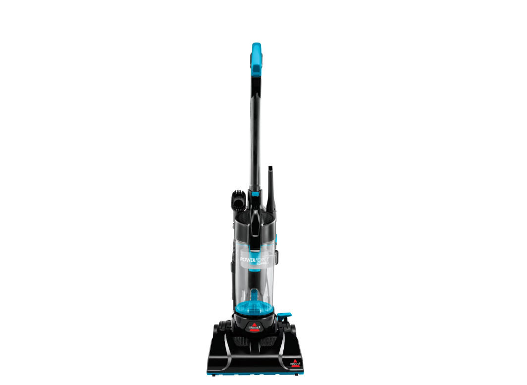 The BISSELL PowerForce Compact vacuum cleaner is a bagless, upright, lightweight