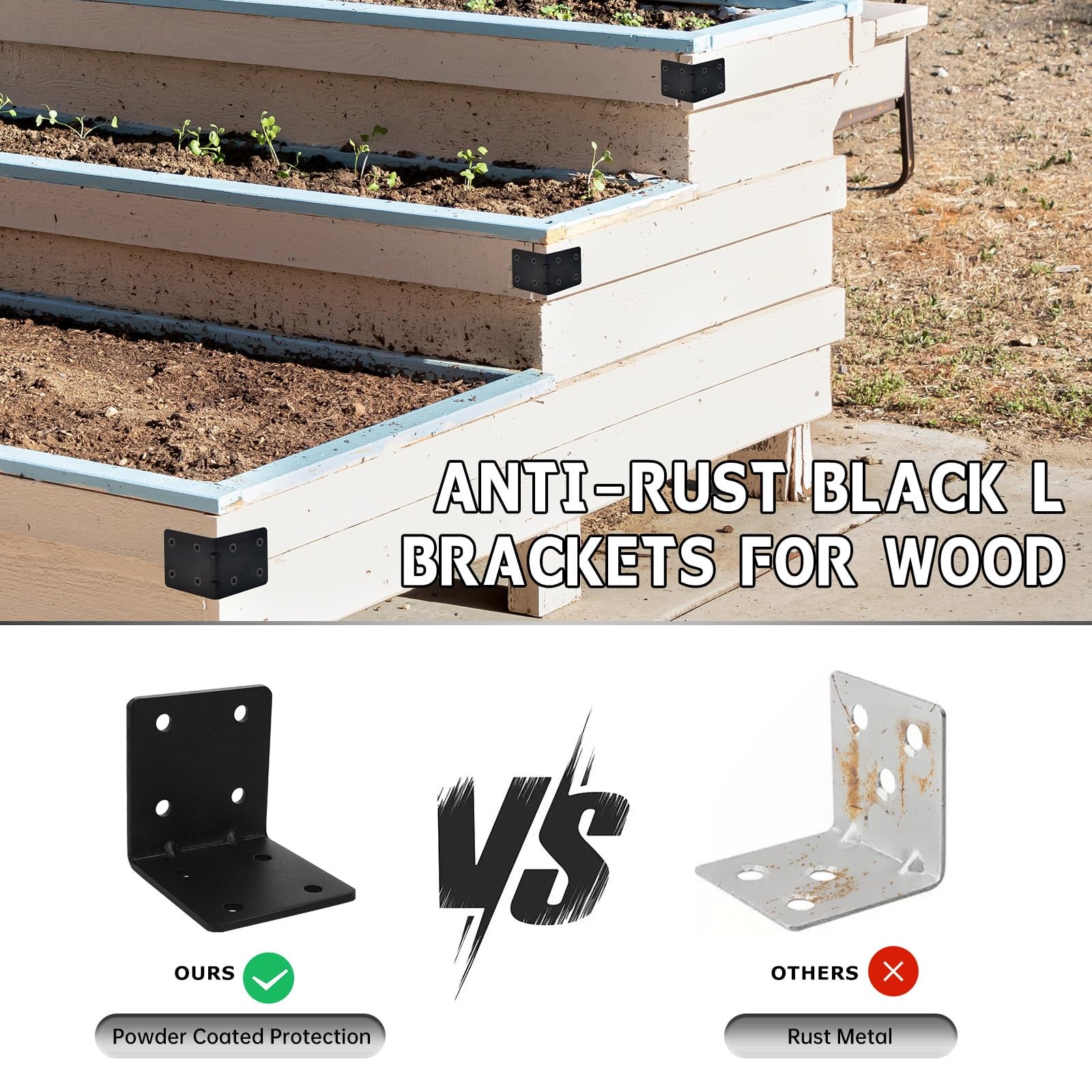 8 Pack L Brackets Wood Matte Black Strong Corner Brace 2.5×2.75×2.75 Inch