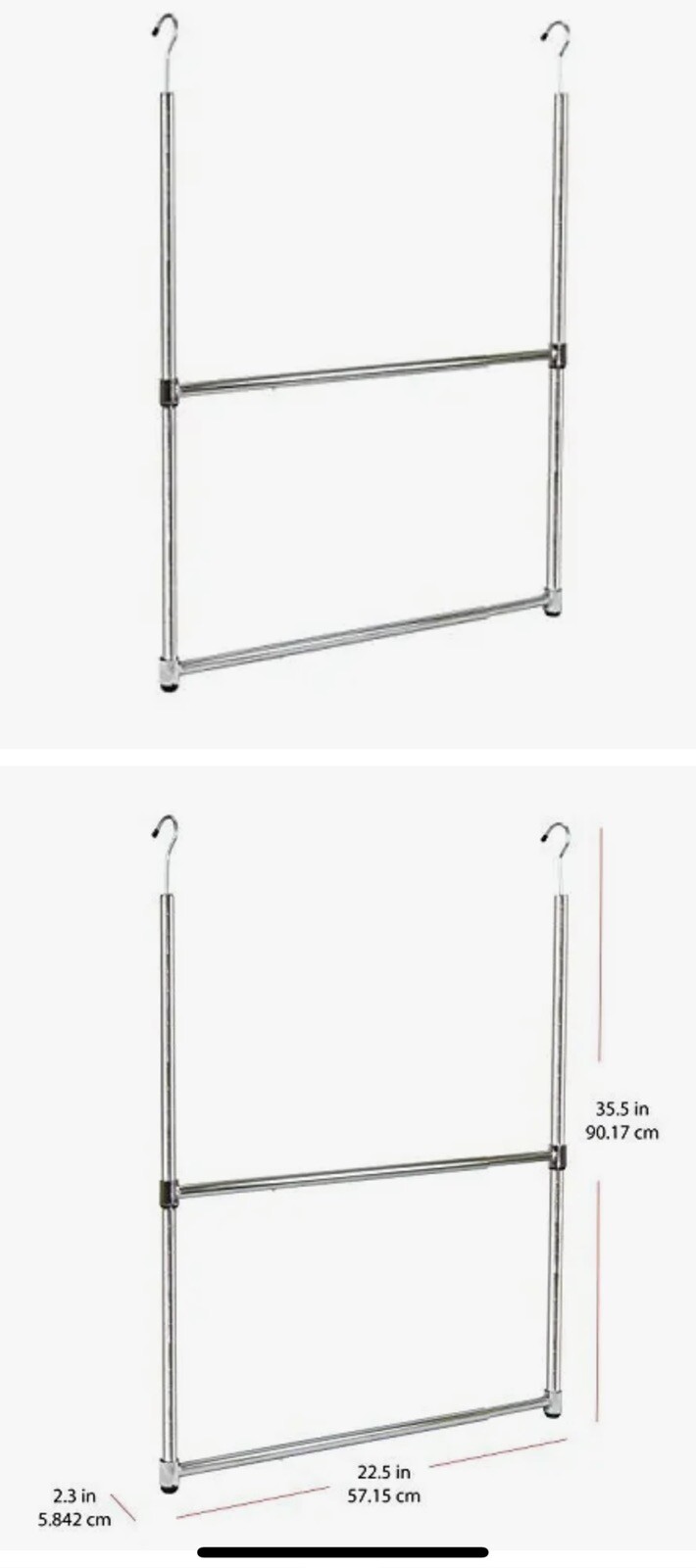 Open Box Oceanstar 2-Tier Portable Adjustable Rod Closet Hanger 23 in Chrome