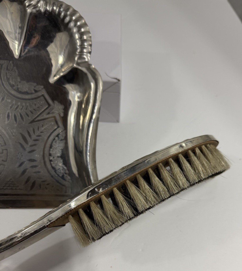 Vintage Art nouveau style Table cleaning set Sweeping Brush & Dustpan