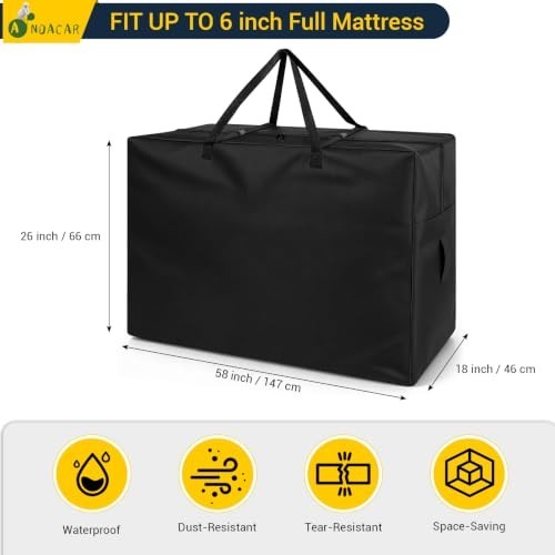 Folding Mattress Storage Bag Waterproof Oxford Cloth 58x26x18 Inch for 6 Inch