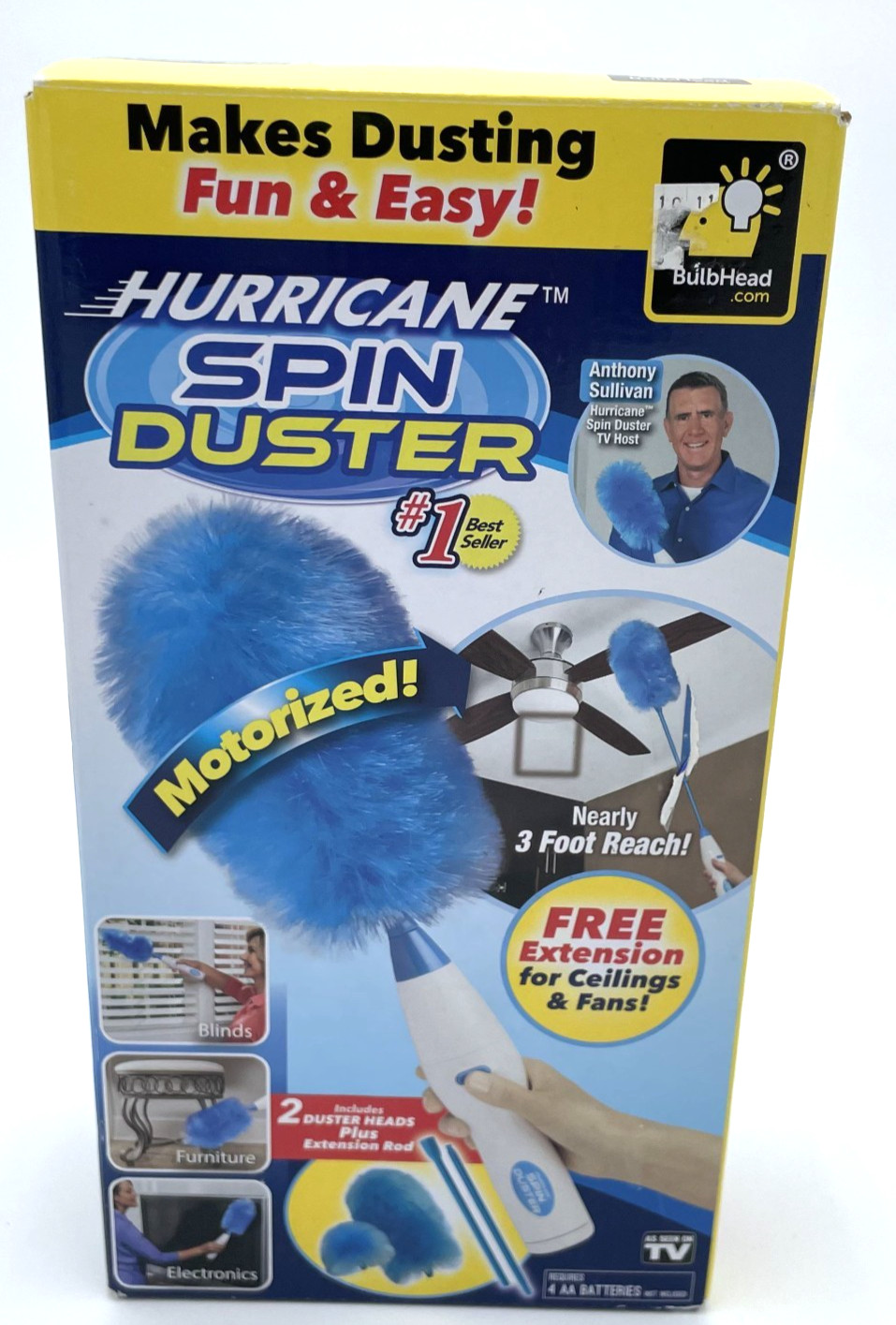 Hurricane Spin Duster, as seen on TV. Motorized with 3FT reach. Fun and Easy.