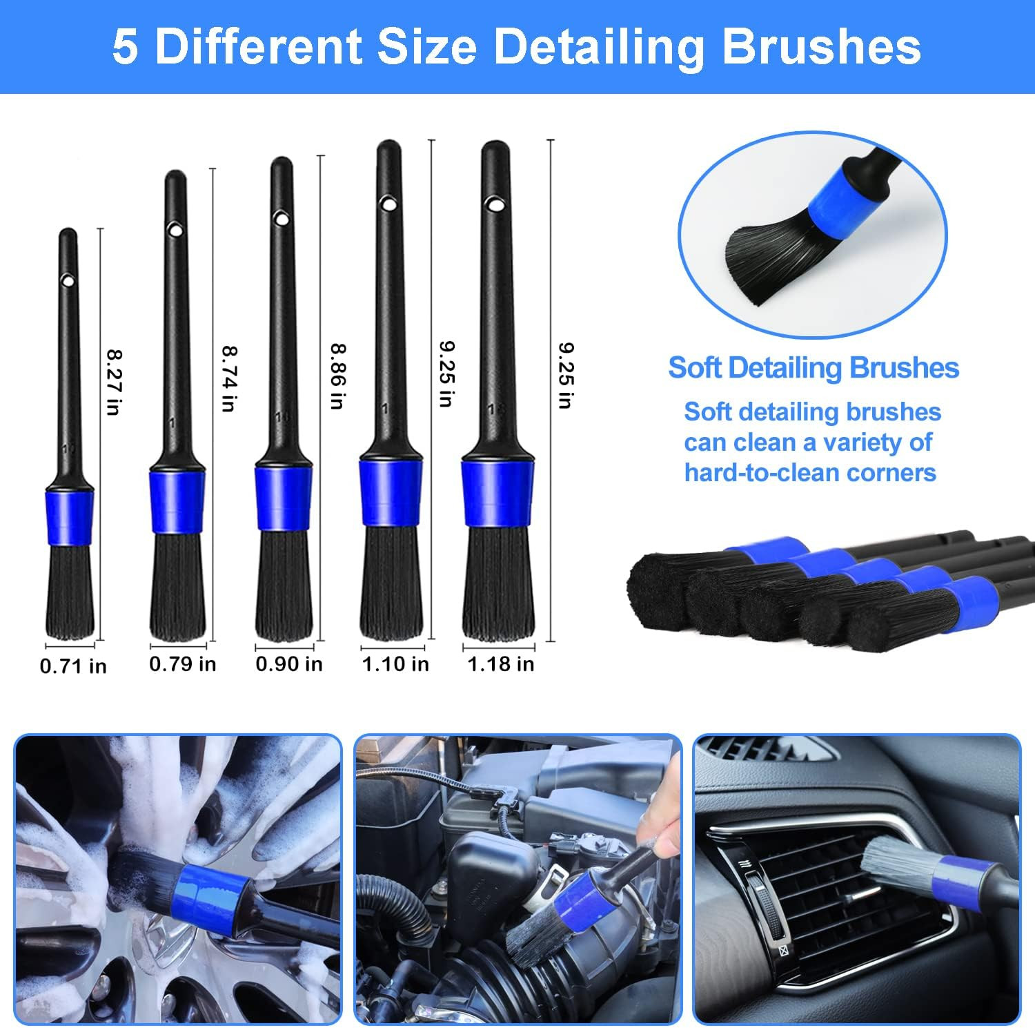 20PCS Car Wash Brush Kit 62″ Handle Detailing Tools Accessories Cars RVs Trucks