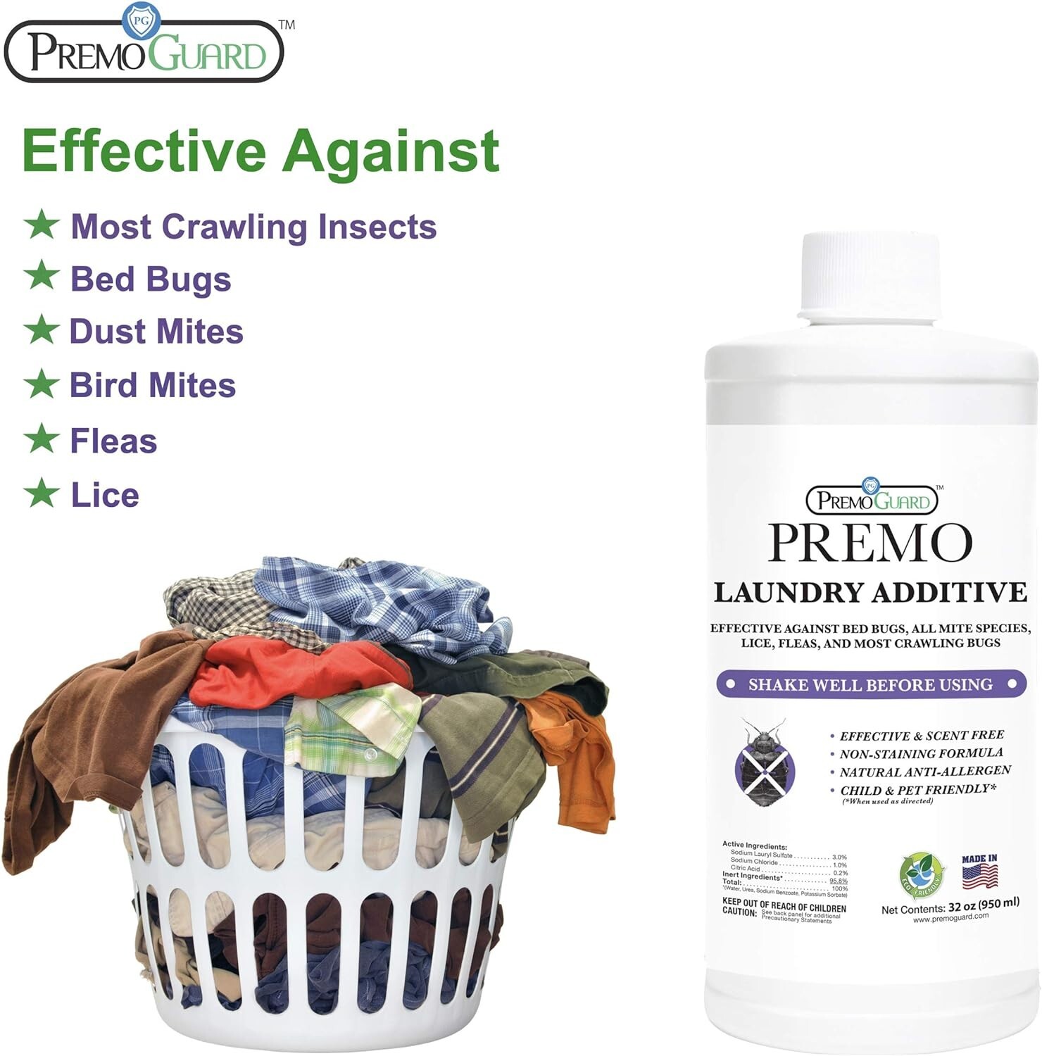 Effective Non-Toxic 32 oz Bed Bug & Mite Laundry Detergent for Safe Cleaning