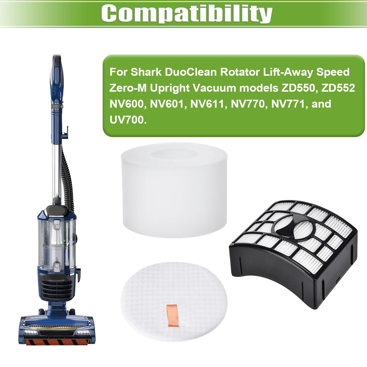 UV700 Vacuum Filter Replacement Kit for Shark DuoClean Speed Lift-away NV771